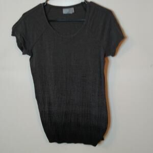 Athleta Life Force Short Sleeve Top Grey Black - Size Small